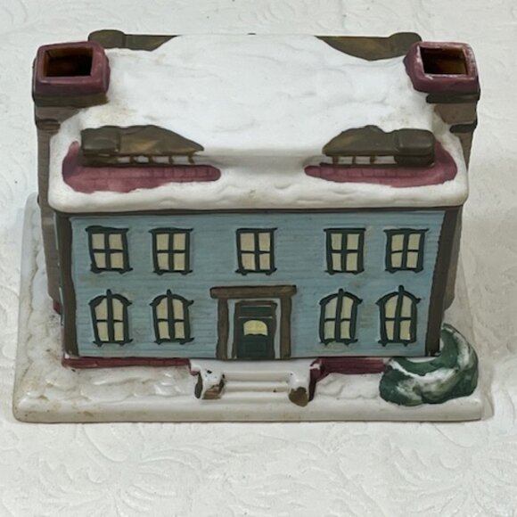 VTG Claire Burke Christmas Memories Porcelain Incense House 1990 Winter Snow - Picture 4 of 16